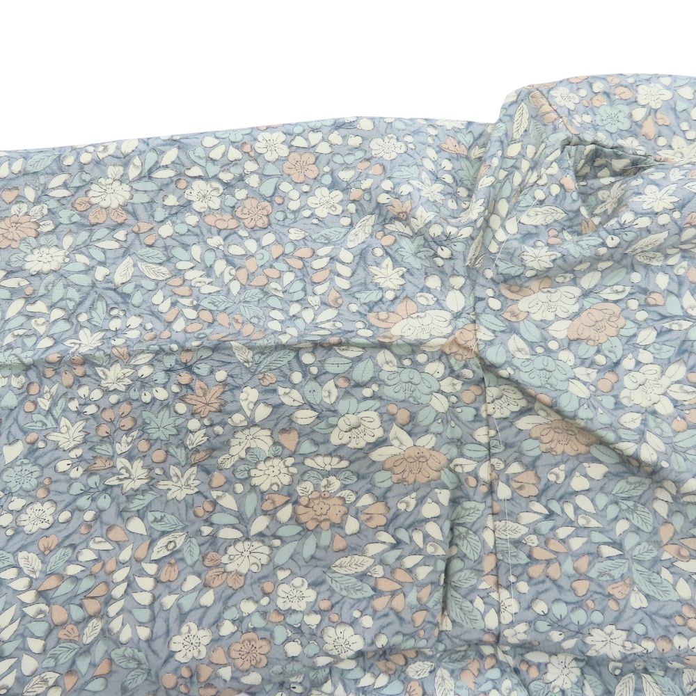 小紋 高級ちりめん しつけ糸あり 正絹 グレー系 くすみブルー くすみ