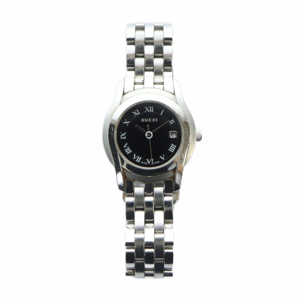 グッチ GUCCI 5500L 腕時計 ウォッチ クォーツ 黒文字盤 ロゴ