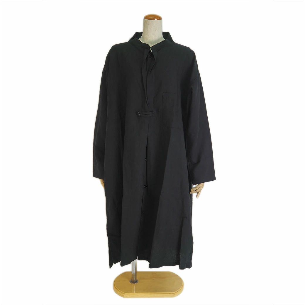 ワイズ ヨウジヤマモト リネン フロントタック シャツ ドレス ブラック