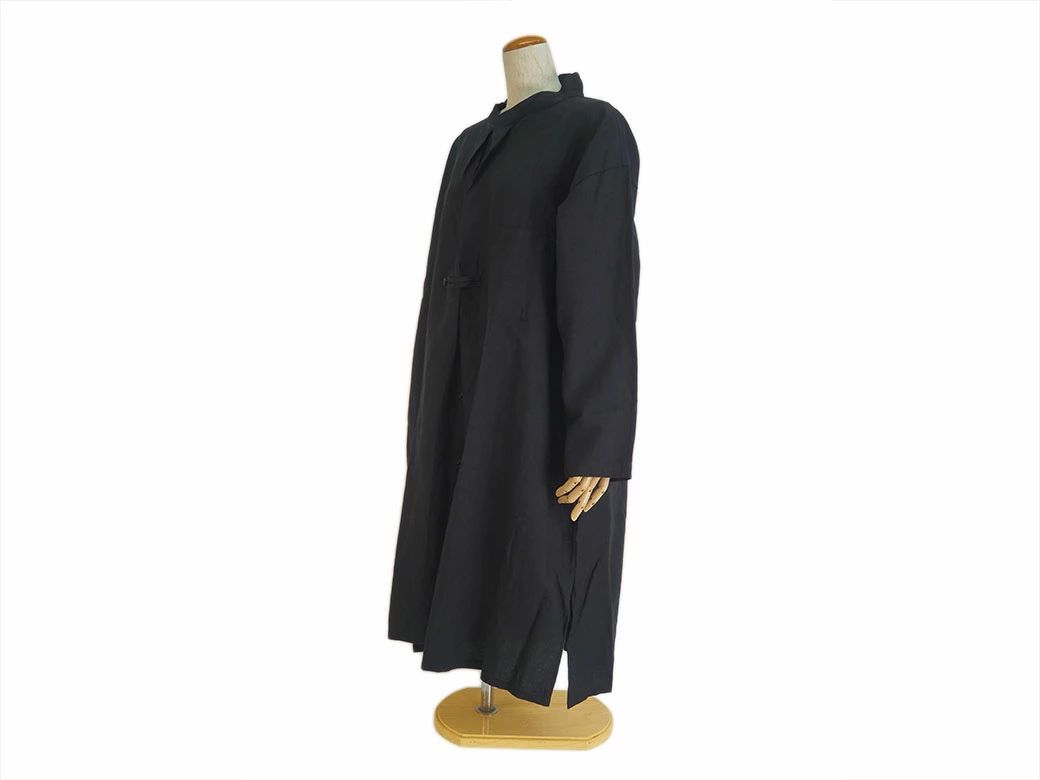 ワイズ ヨウジヤマモト リネン フロントタック シャツ ドレス ブラック