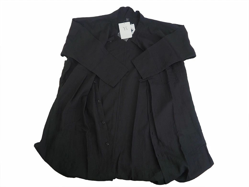 ワイズ ヨウジヤマモト リネン フロントタック シャツ ドレス ブラック