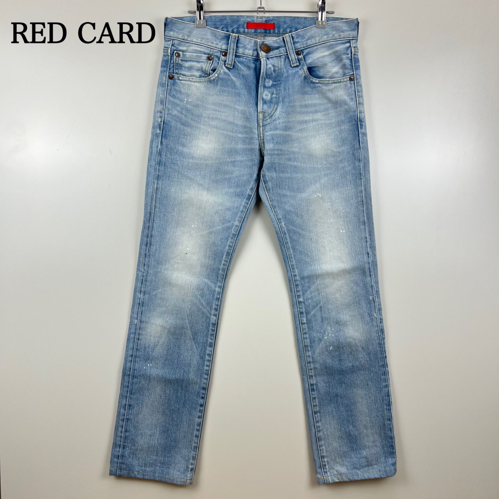 RED CARD JAPAN made ICE BLUE painted denim pants w30 16872 レッド 