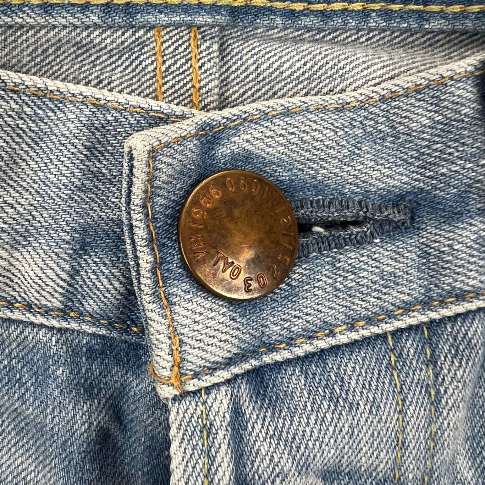 カロンページ RED CARD JAPAN made ICE BLUE painted denim pants w30 16872 レッド