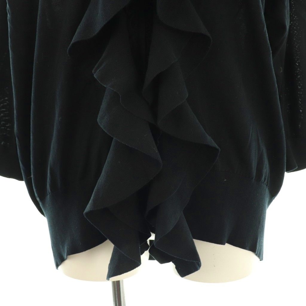 ドゥロワー Drawer 18GコットンVネックフリルカーディガン 1 ネイビー