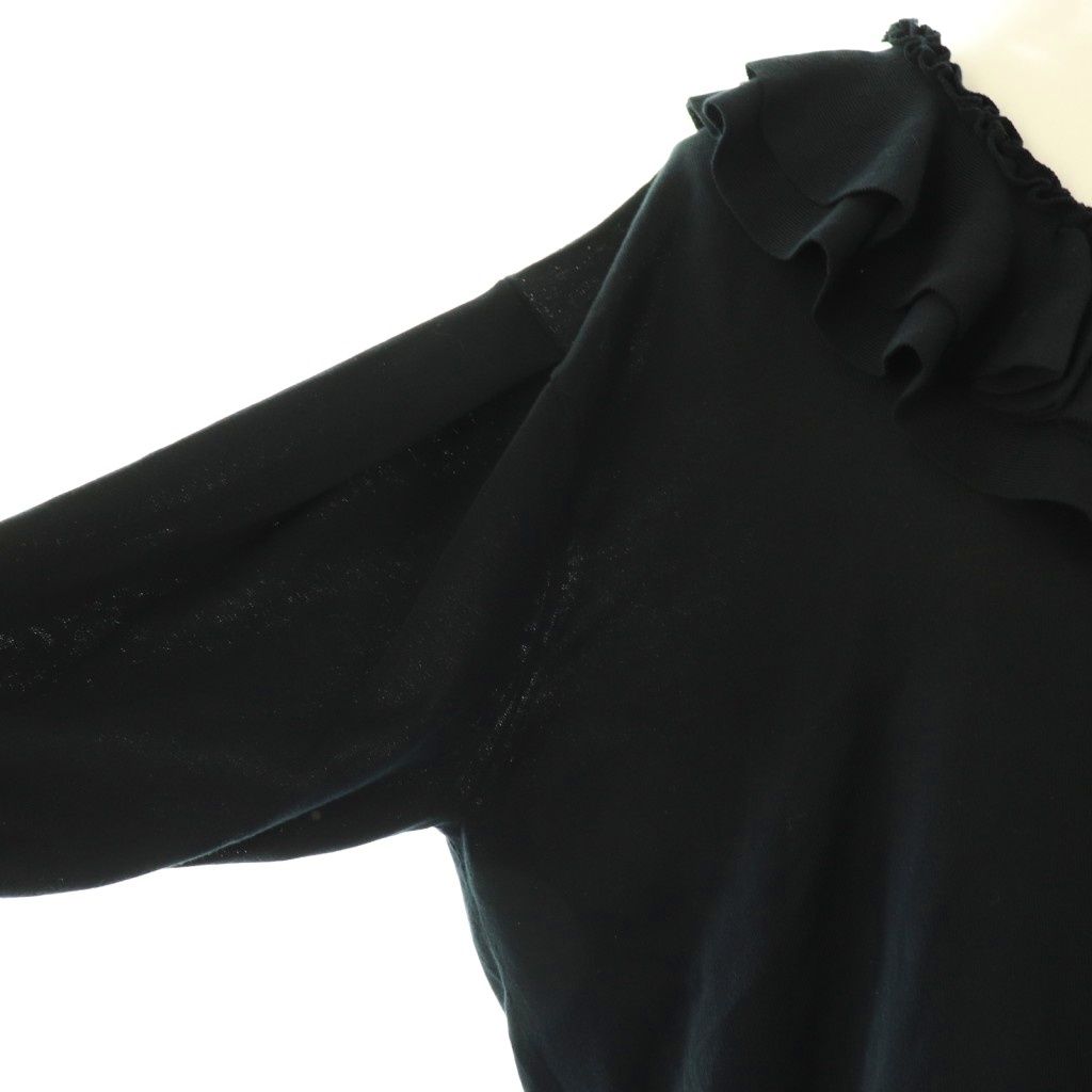 美品 ドゥロワー 定価5万 2021SS 18GコットンVネックフリルニット 美品 ドゥロワー 定価5万 2021SS 18GコットンVネックフリルニット