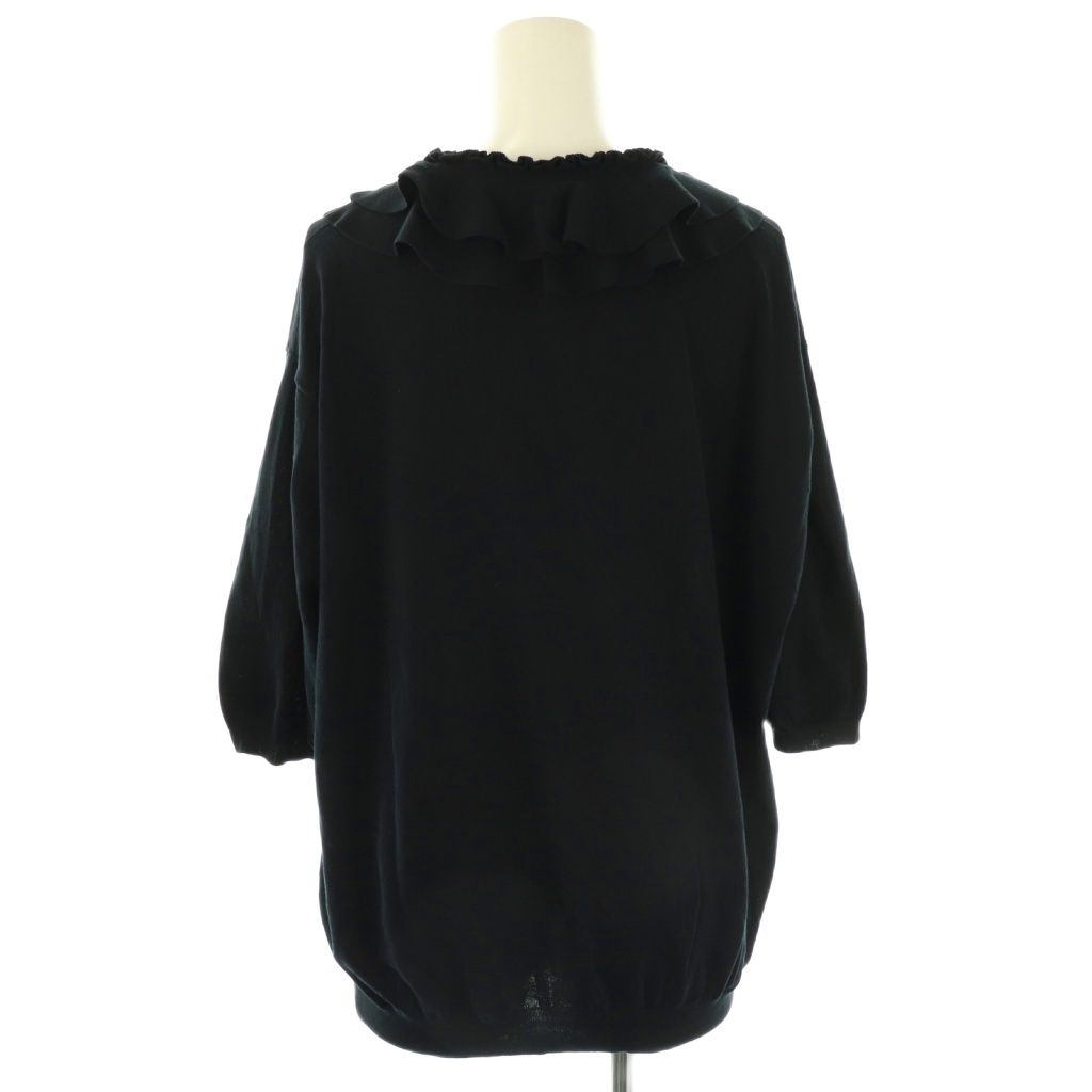 ドゥロワー Drawer 18GコットンVネックフリルニット カットソー 五分袖