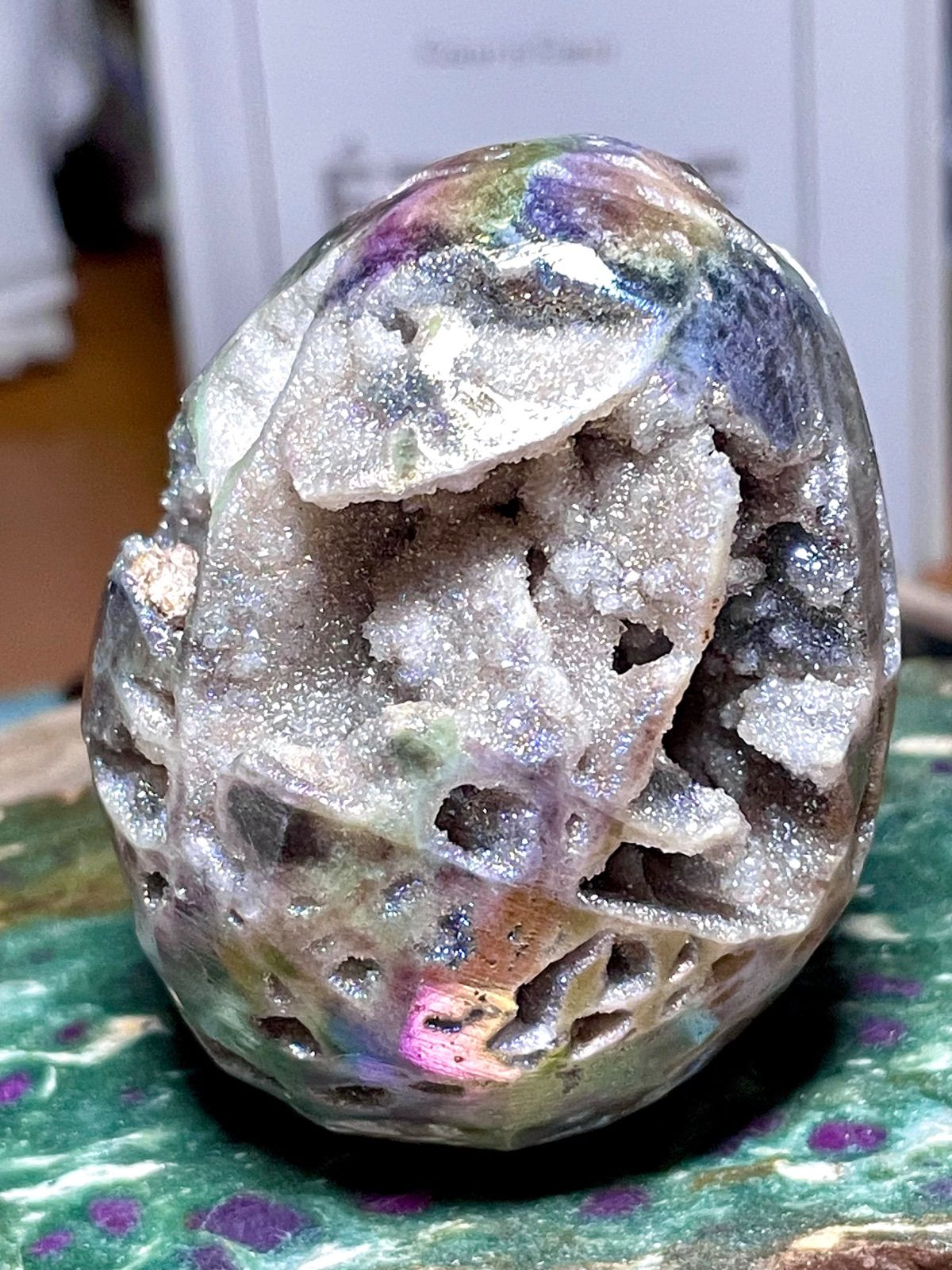 ⭐︎天然石　スファレライト　オーラ　卵 スファレライト【閃亜鉛鉱】卵型◇オーラスファレライト◇ジオード