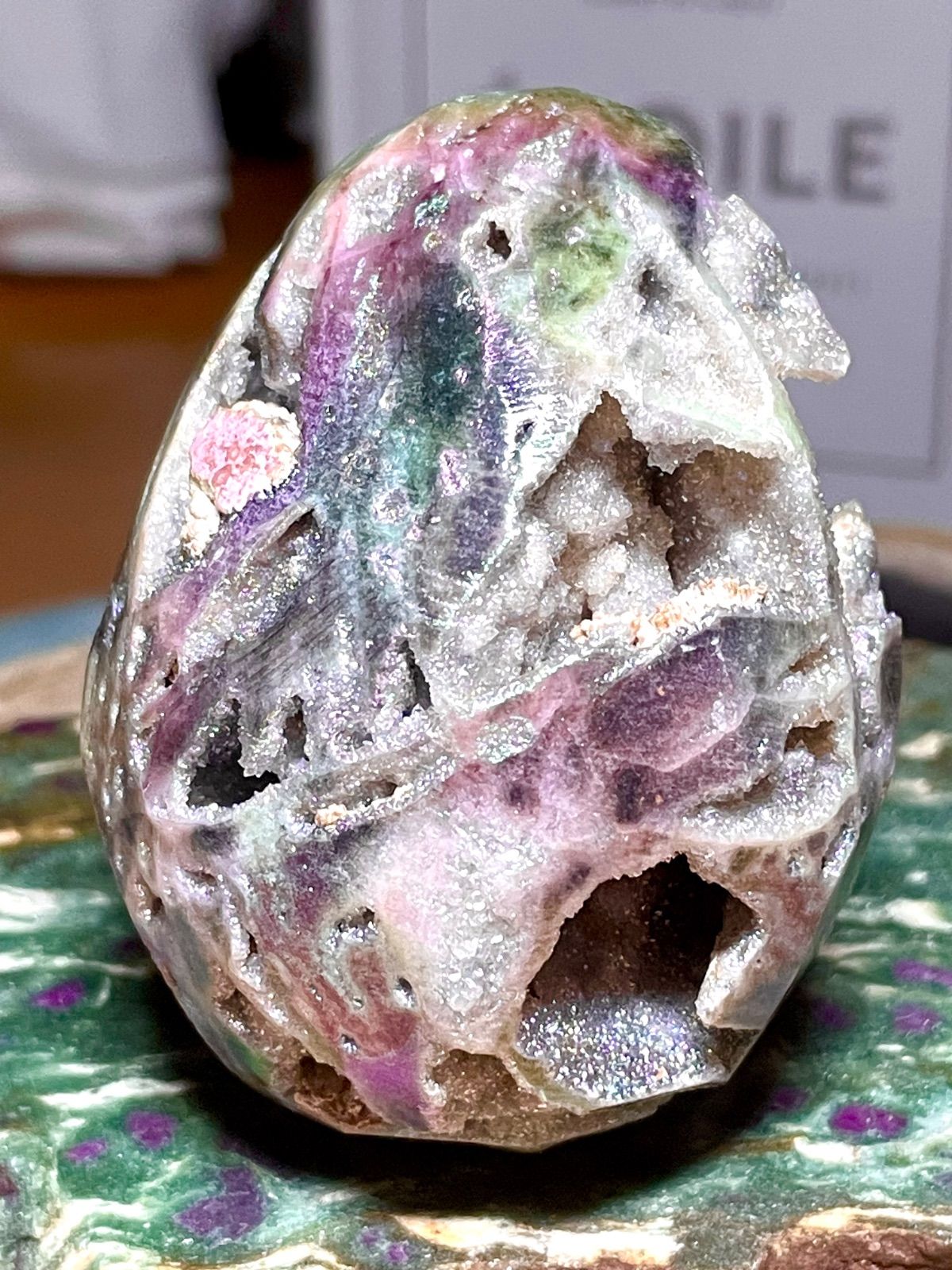 スファレライト【閃亜鉛鉱】卵型◇オーラスファレライト◇ジオード