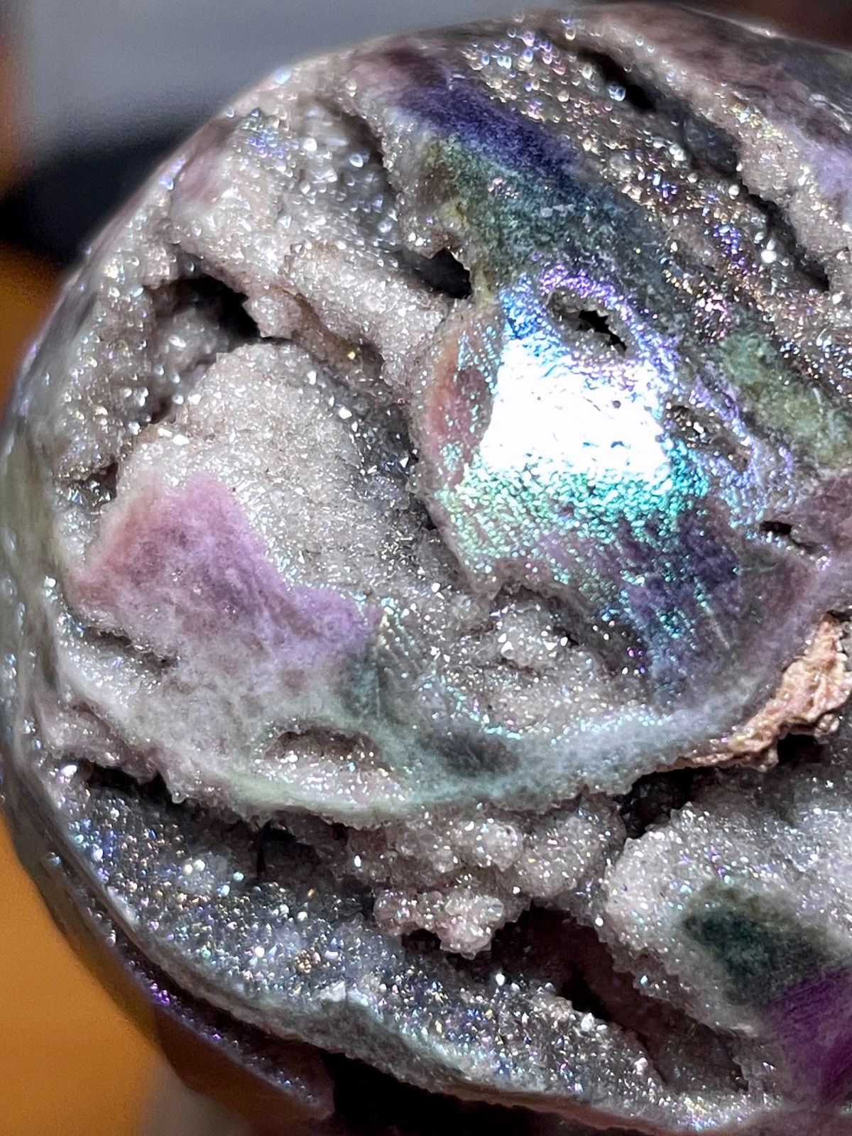 スファレライト【閃亜鉛鉱】卵型◇オーラスファレライト◇ジオード