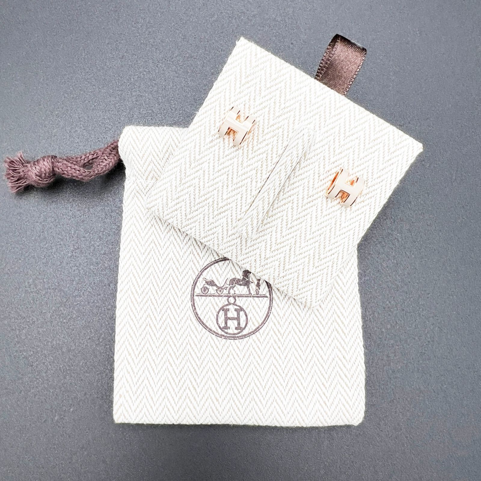 新品・未使用】HERMES エルメス ミニポップH ピアス ローズドラジェ