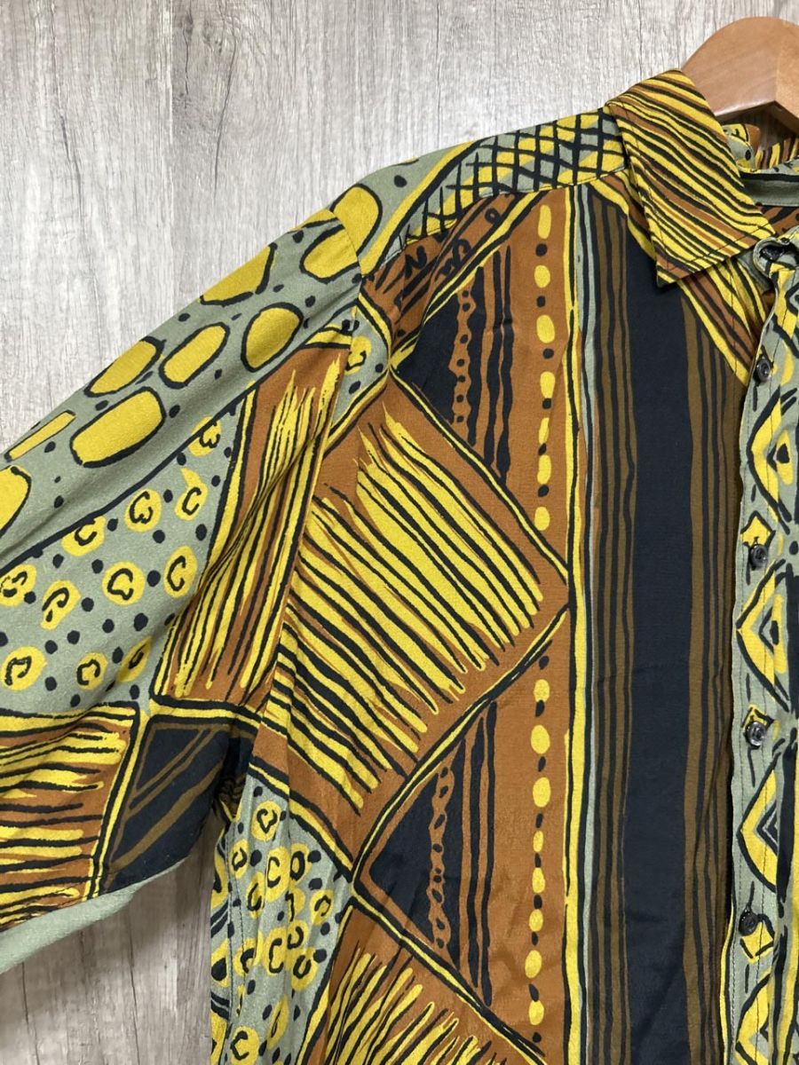 waxman brothers 総柄 ユニセックス シャツ sizeXS/緑×茶 ◇□◎メンズ