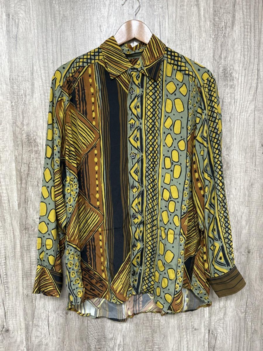 waxman brothers 総柄 ユニセックス シャツ sizeXS/緑×茶 ◇□◎メンズ