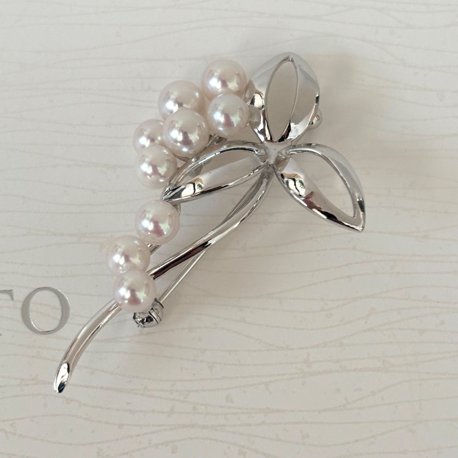 457 ミキモト シルバー パール ブローチ クローバー