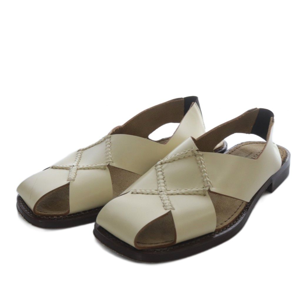 【中古】へリュー HEREU Llano レザーサンダル フラット 37 ライトベージュ /YO1 レディース へリュー HEREU Llano レザーサンダル フラット 37 ライトベージュ