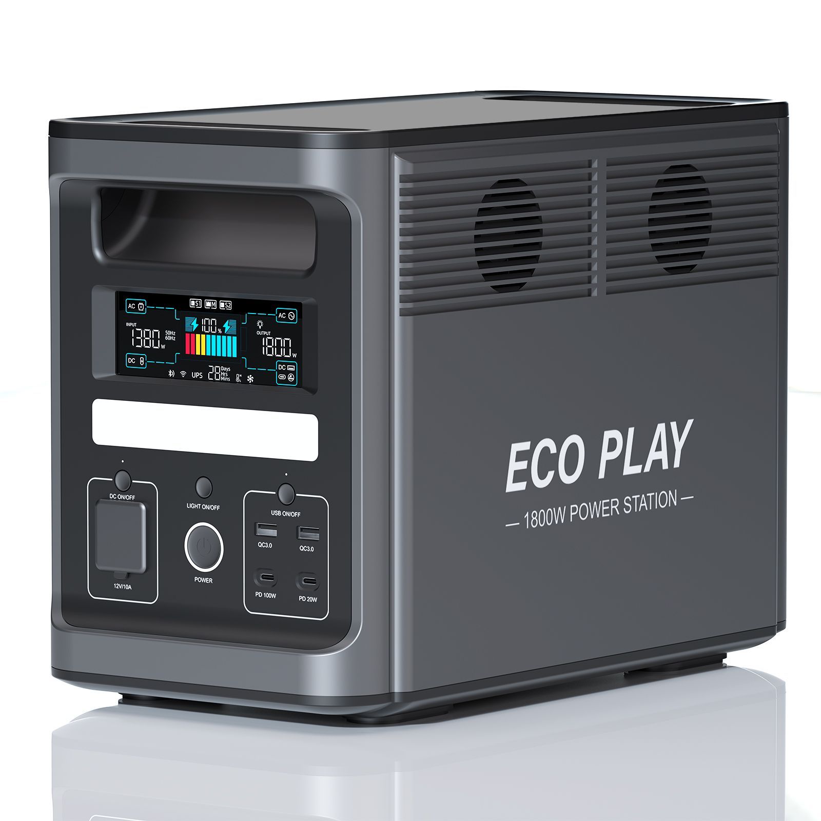 EcoPlay EP1800 ポータブル電源 1536Wh大容量/1800W高出力/1.3時間急速