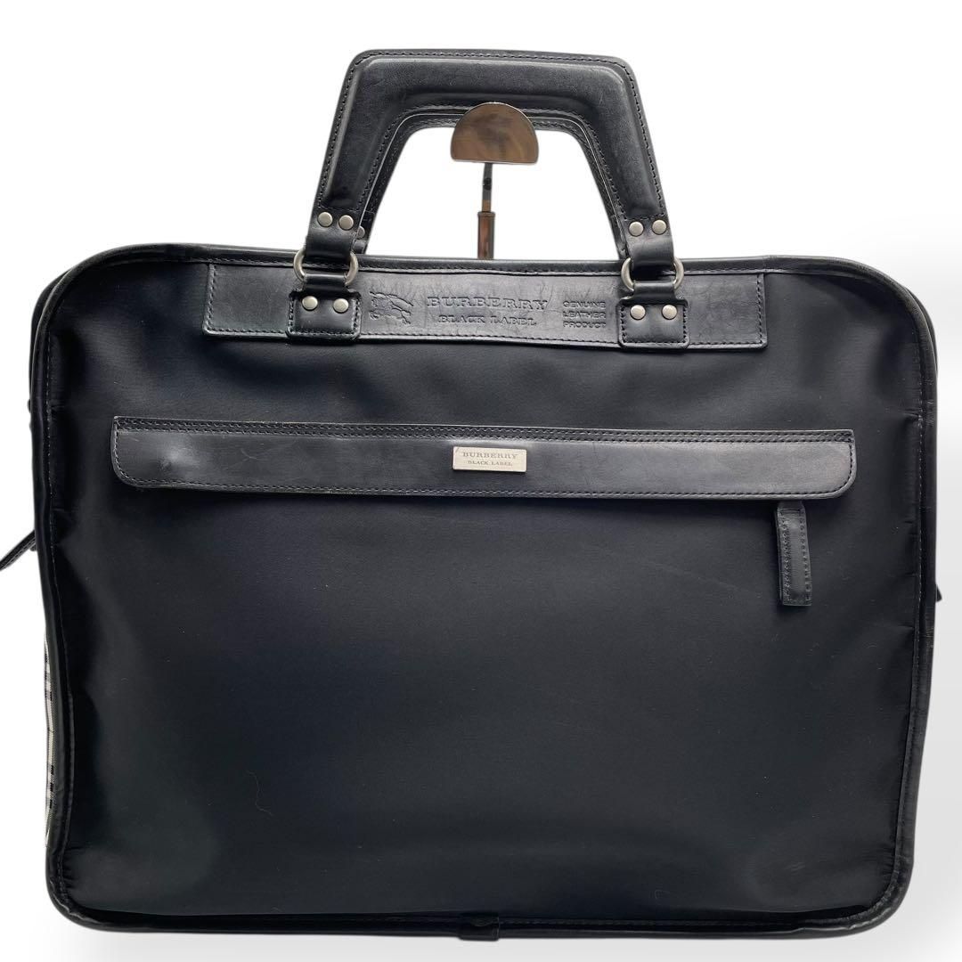 美品 Burberry バーバリー ブリーフ ビジネス ナイロン レザー A4可 美品 Burberry バーバリー ブリーフ ビジネス ナイロン レザー A4可