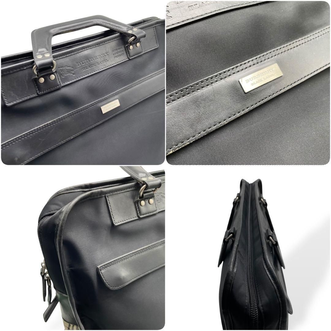 美品 Burberry バーバリー ブリーフ ビジネス ナイロン レザー A4可