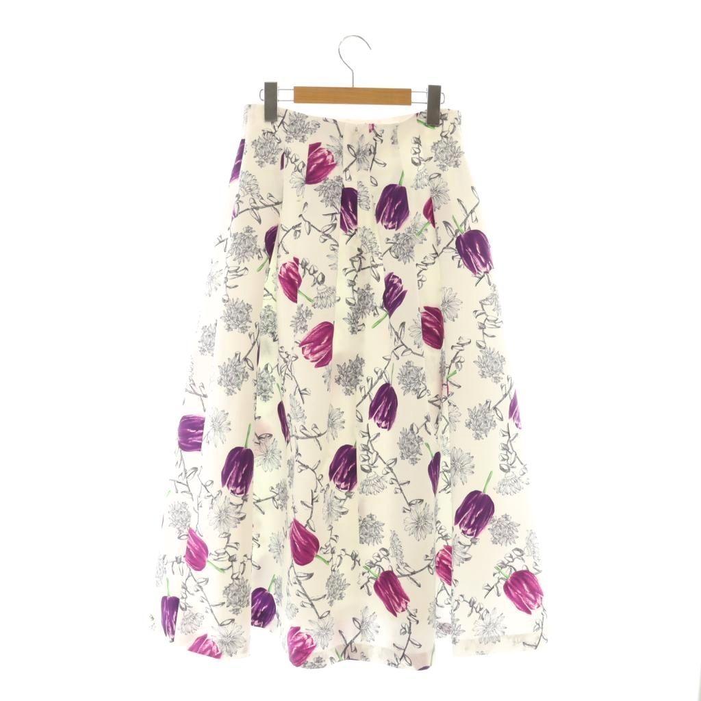 新品☆アナイANAYIレオパードプリントフレアスカート38ライトブルー  