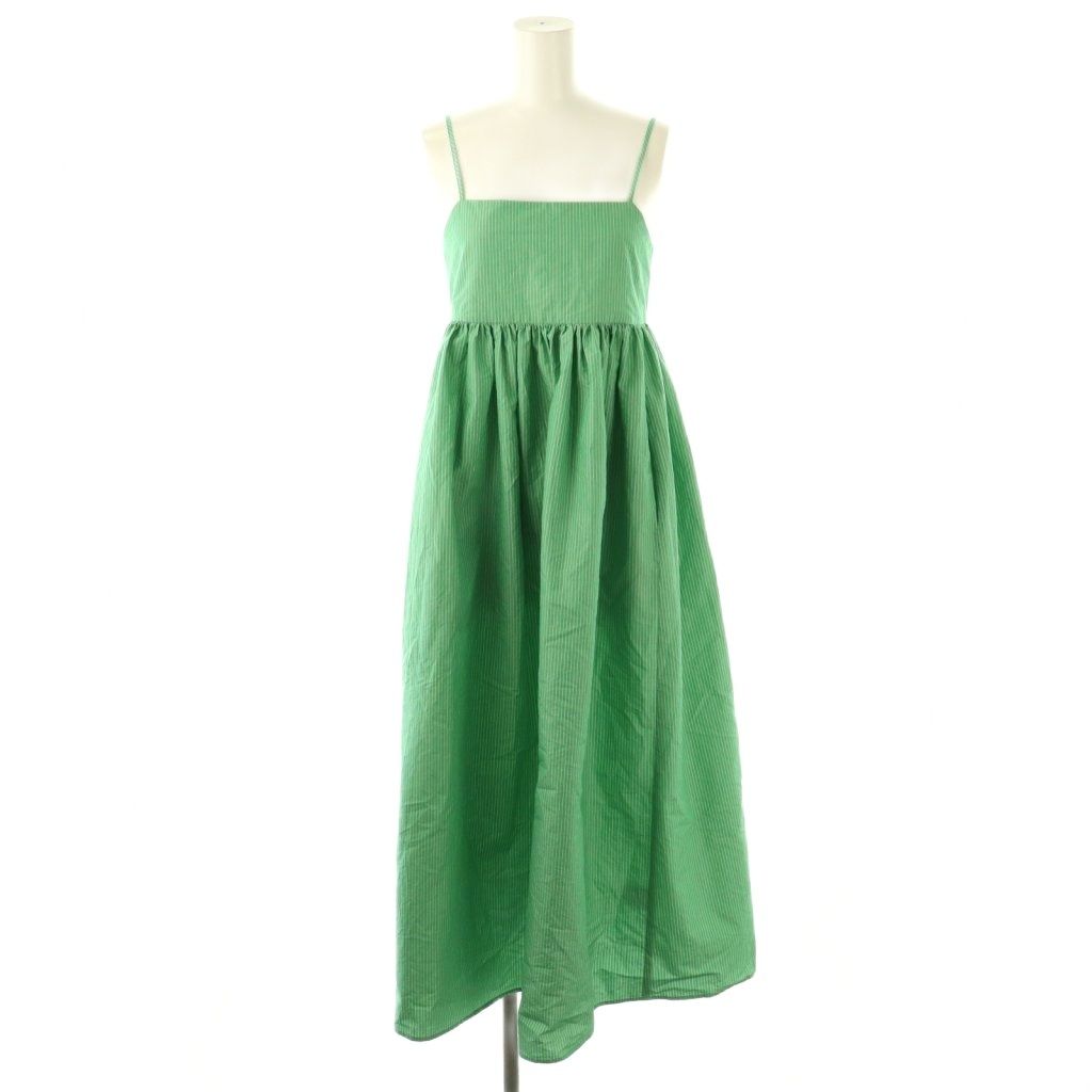 【中古】ヨリ yori 24SS キャミストライプワンピース ロング 34 ライトグリーン ホワイト /DO ■OS レディース ヨリ yori 24SS キャミストライプワンピース ロング 34 ライトグリーン