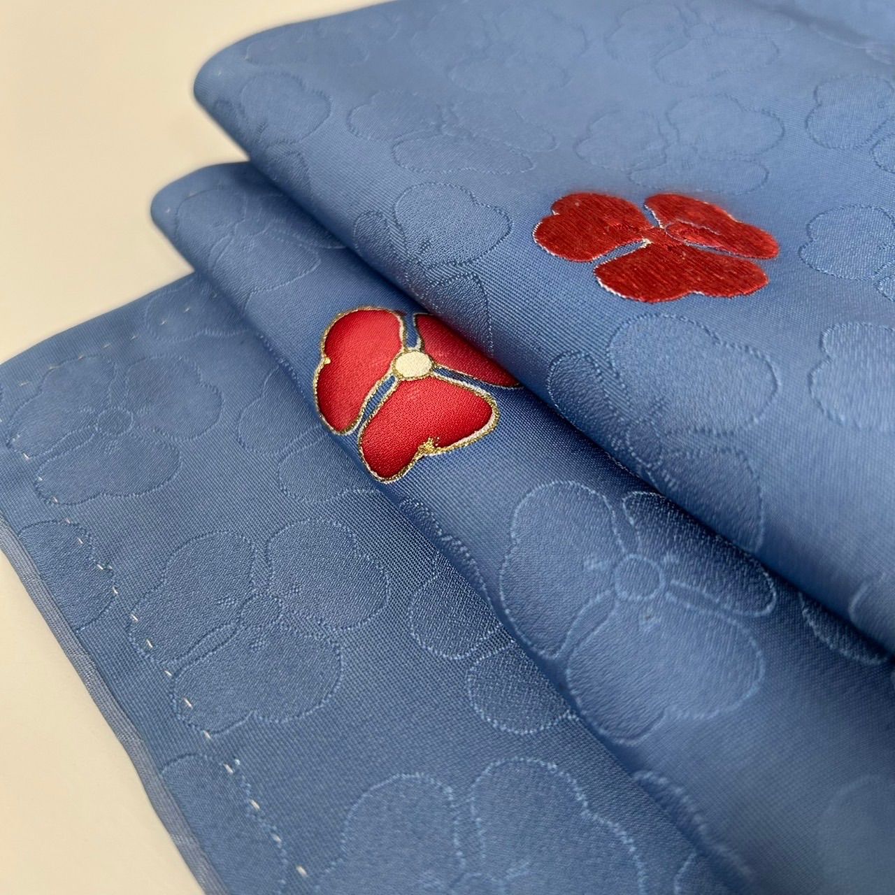 付下げ 裄67 三つ葉 可愛い染め 紋無し 訪問着 正絹 着物 MK-1401