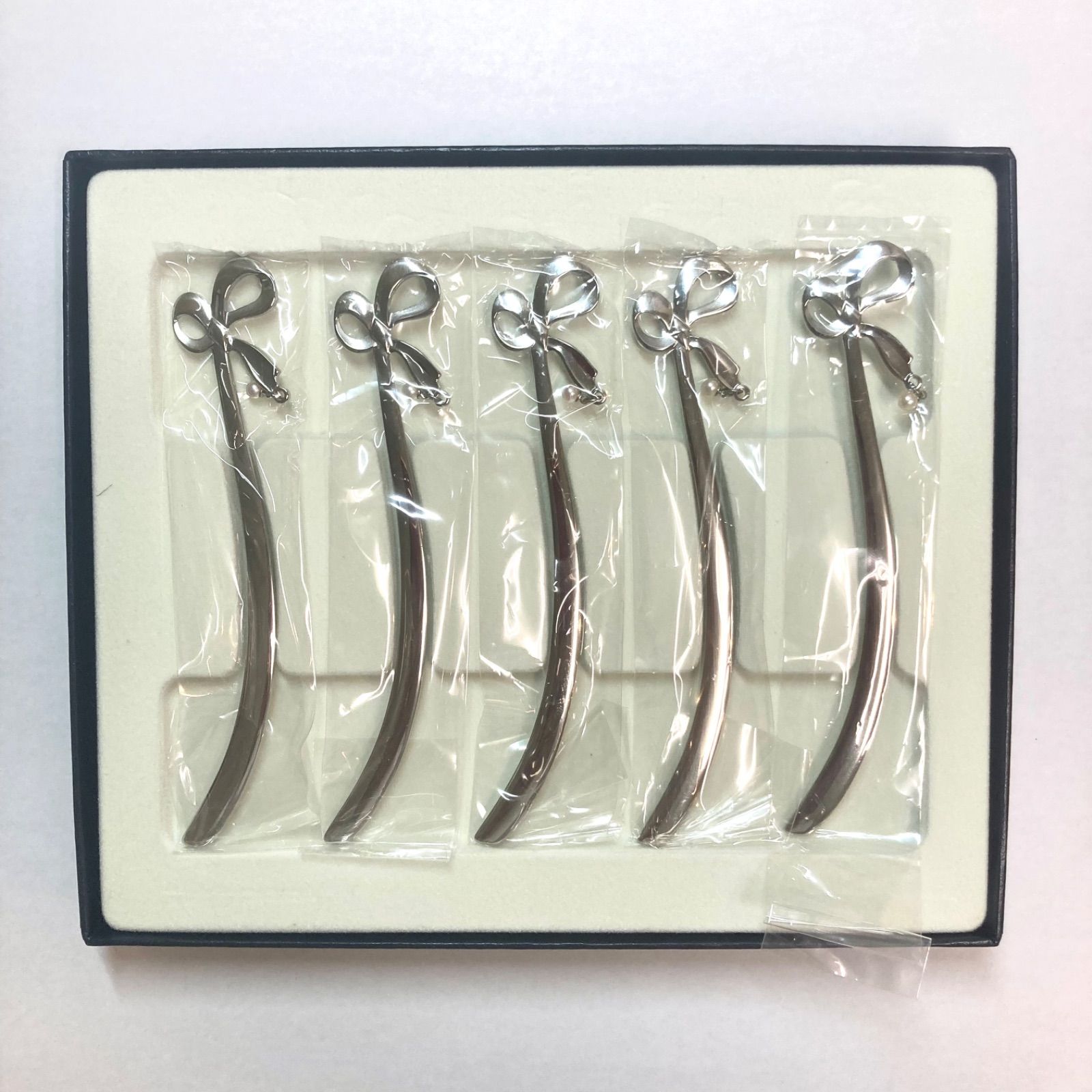 未使用】MIKIMOTO ミキモト リボン型 マドラー 5本セット パール付き