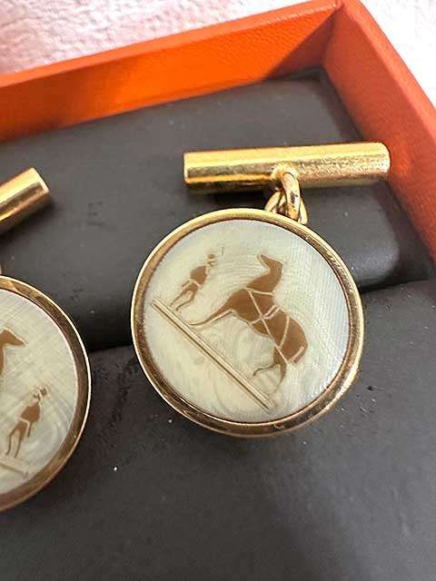中古】HERMES エルメス ヴィンテージ コロゾ ホースモチーフ 馬 カフス