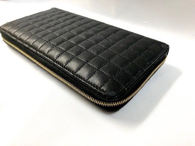 CELINE セリーヌ キルティング ラウンドファスナー ブラック レザー 長財布