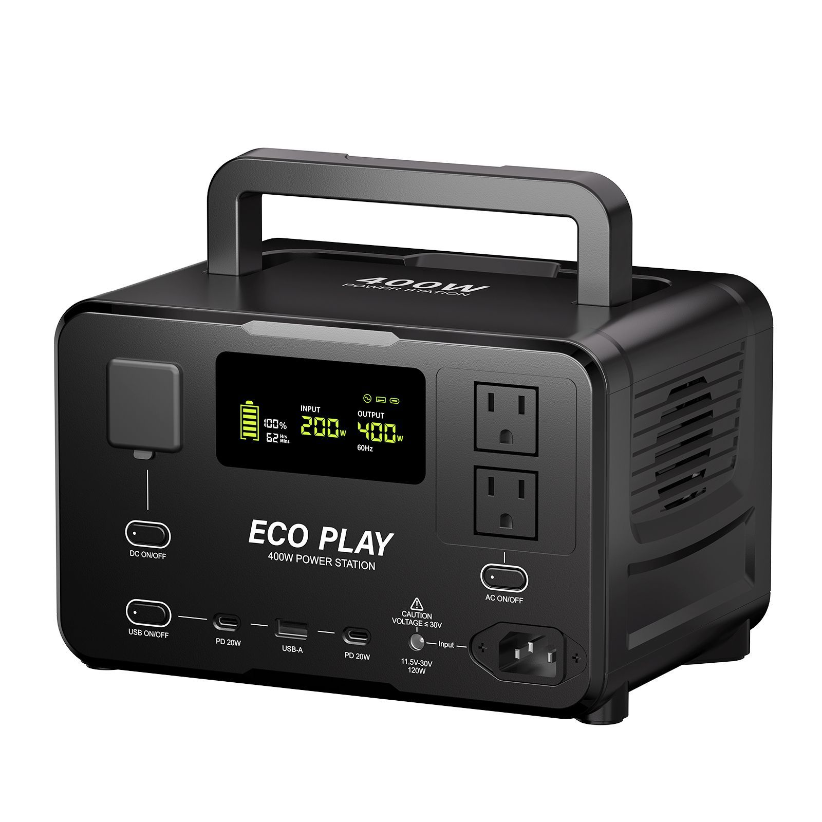 Eco Play EP 400 ポータブル電源 大容量 256 Wh リン酸鉄リチウムイオン 60分で 充電 高出力AC W ポータブルバッテリー 6台同時充電 長寿命10年 弦波 UPS機能 家庭用 節電 停電対策 車中泊 キャンプ 非常用電源防災