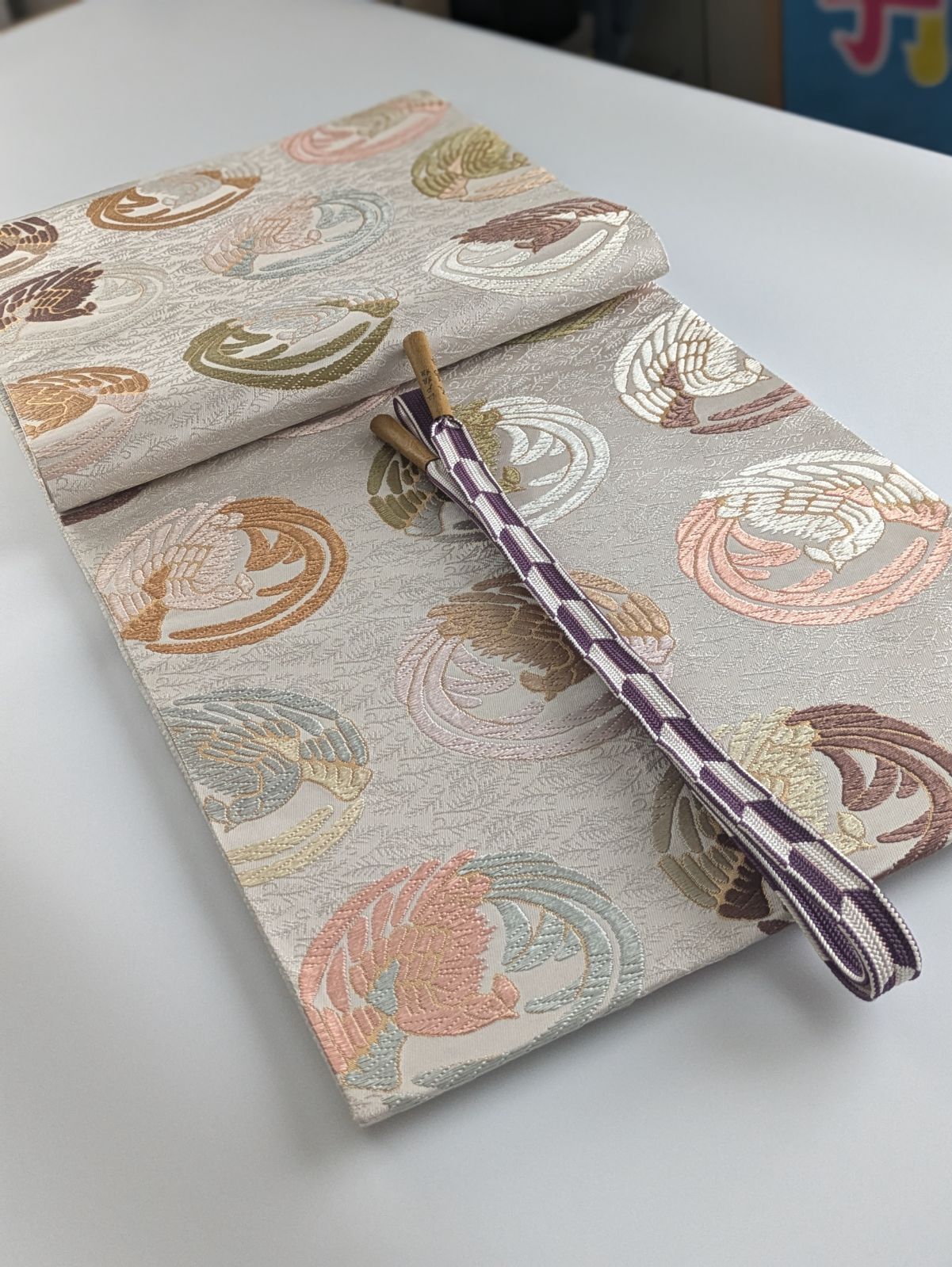  シュトラウス衣正絹西陣織鳳凰丸文花菱袋帯伝統柄 袋帯 帯