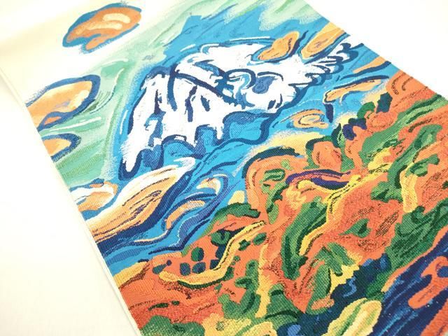 平和屋着物○爪掻き本綴れ 八寸名古屋帯 作家物 風景文 正絹 逸品