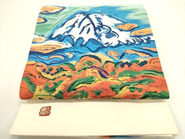 平和屋着物○爪掻き本綴れ 八寸名古屋帯 作家物 風景文 正絹 逸品
