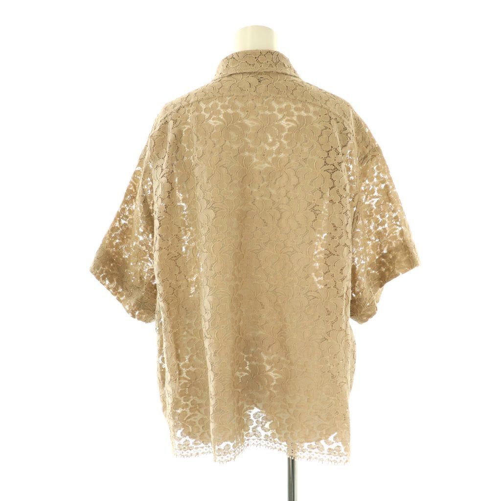 【中古】パトゥ PATOU エコフレンドリーレース ショートスリーブシャツ ブラウス 34 ベージュ /CX ■OS ■SH パトゥ PATOU エコフレンドリーレース ショートスリーブシャツ