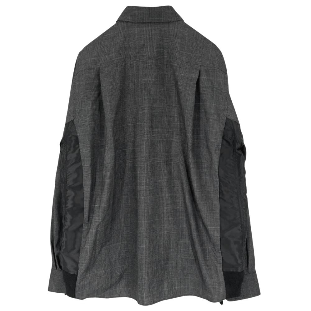 サカイ 長袖シャツ メンズ グレンチェックシャツ 異素材シャツ サイズ