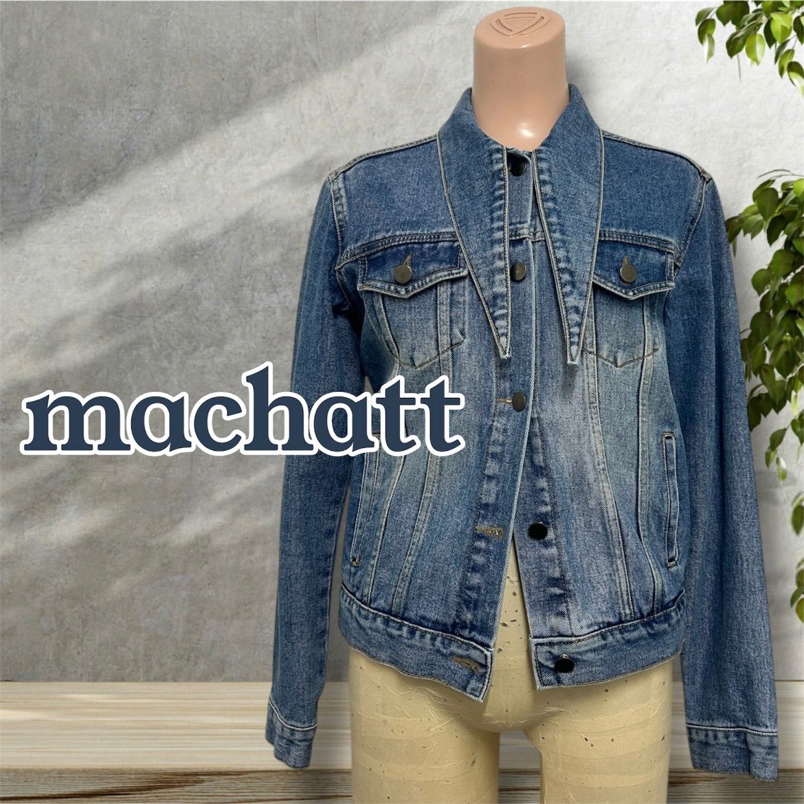 美品】 machatt マチャット デザイン襟 デニムジャケット ダメージ加工 