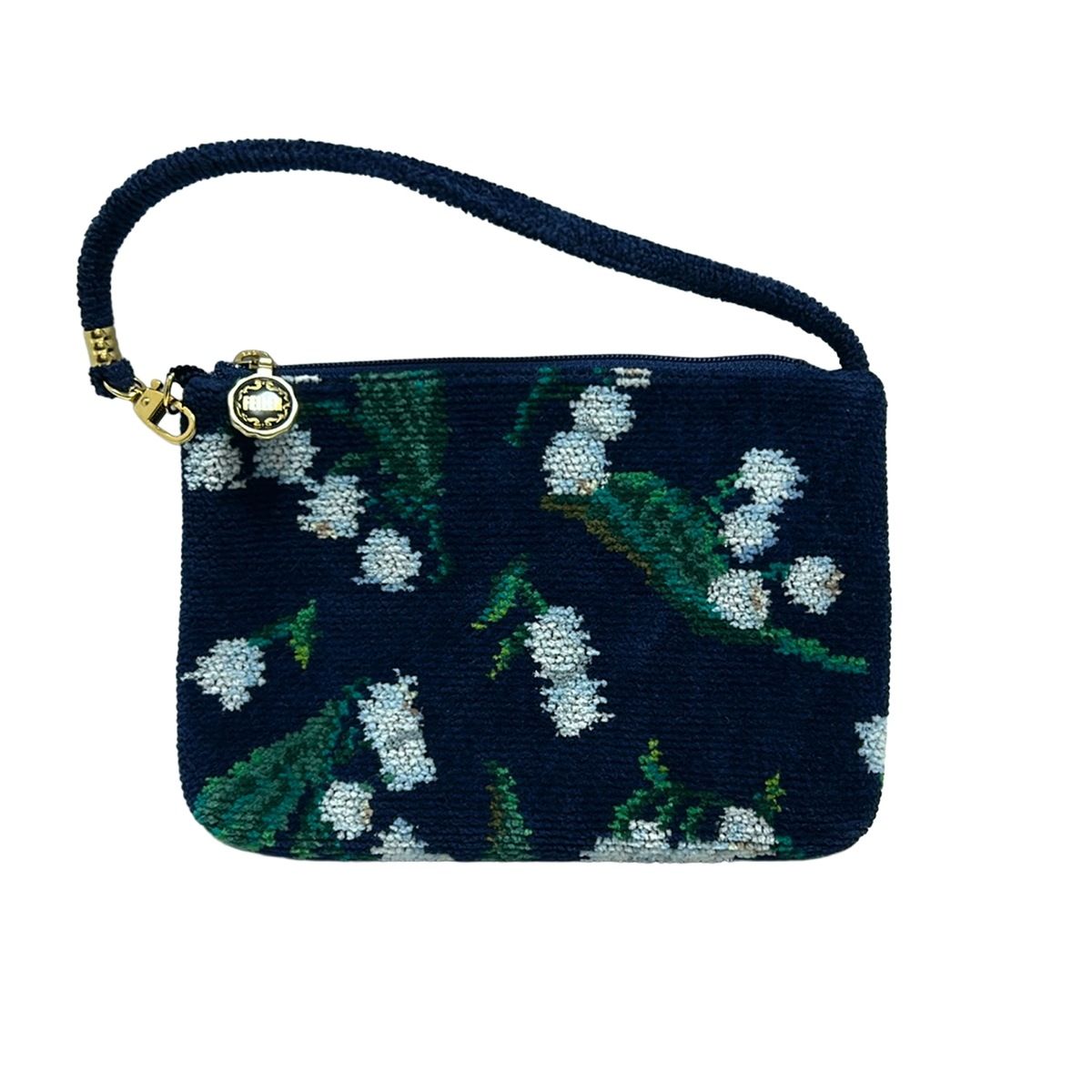 FEILER(フェイラー) ポーチ新品同様 - ダークネイビー×ライトブルー 花