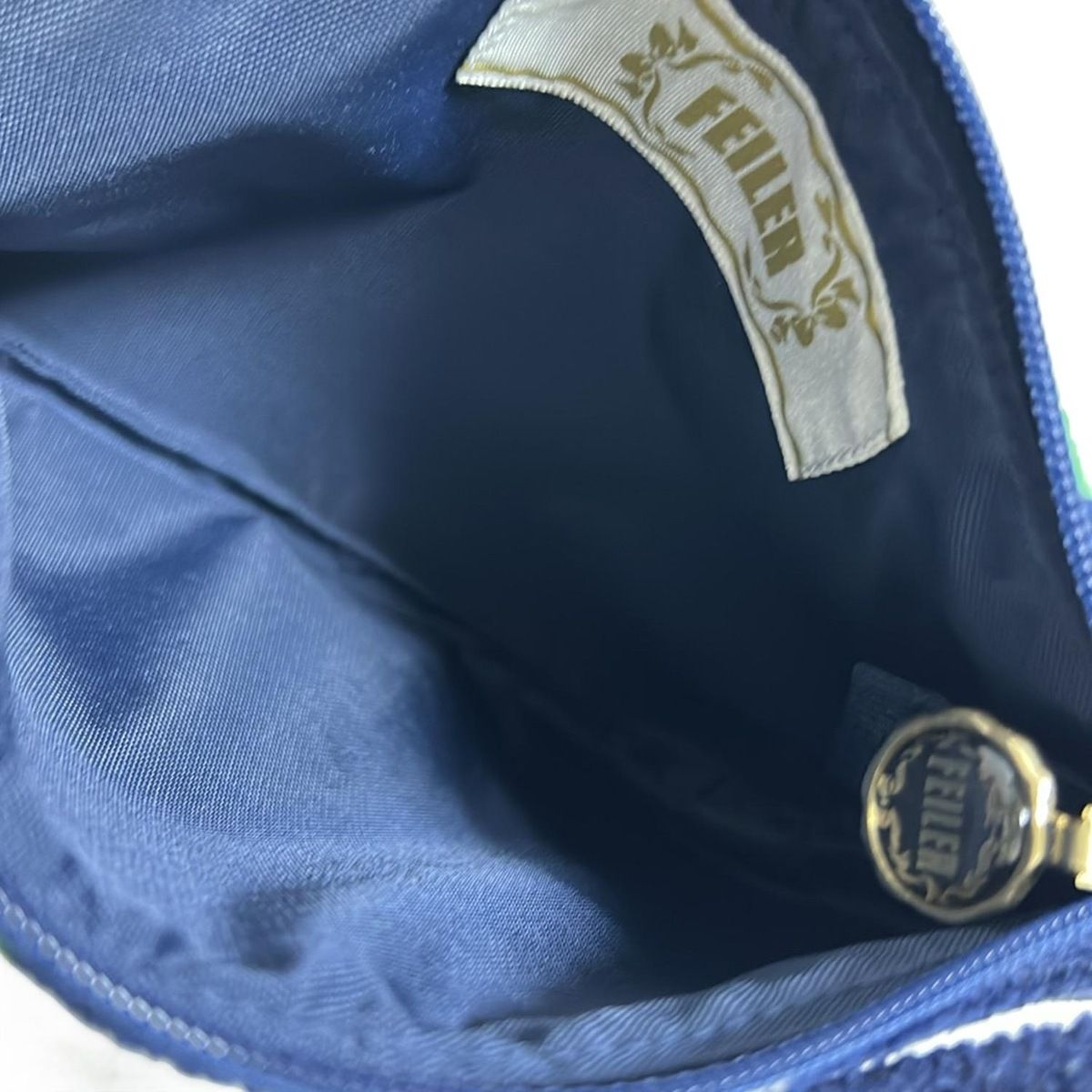 FEILER(フェイラー) ポーチ新品同様 - ダークネイビー×ライトブルー 花