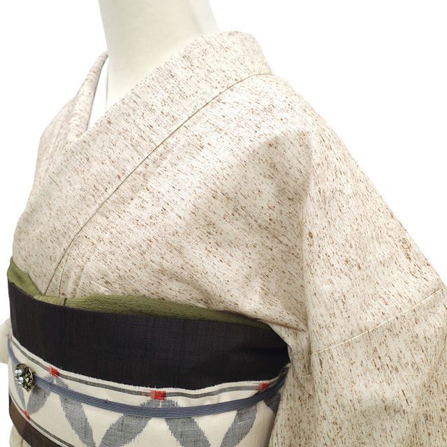 新古品】 ぜんまい紬 訪問着 着物 未使用 紬 正絹 袷 十日町 白