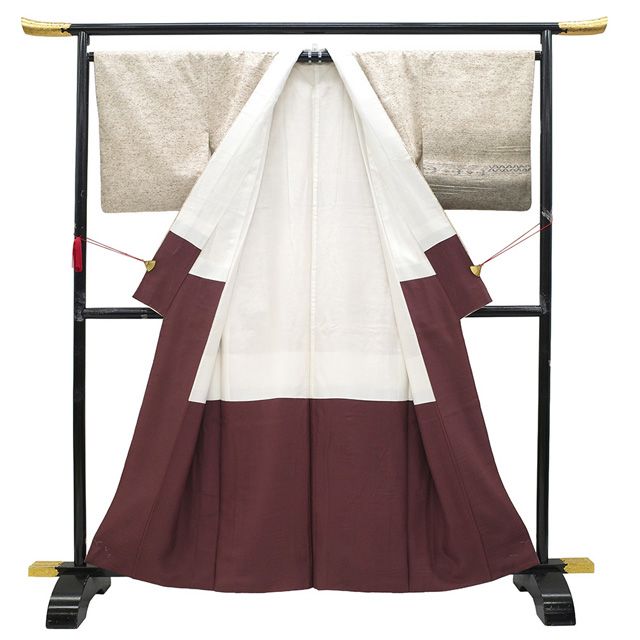 ぜんまい紬　訪問着 新古品】 ぜんまい紬 訪問着 着物 未使用 紬 正絹 袷 十日町 白