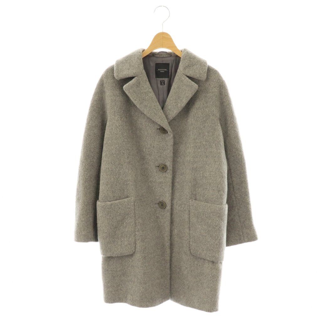 美品　マックスマーラ イントレンド　アルパカ　チェック　コート　シャギー　42 ♩美品 マックスマーラ イントレンド アルパカ チェック コート