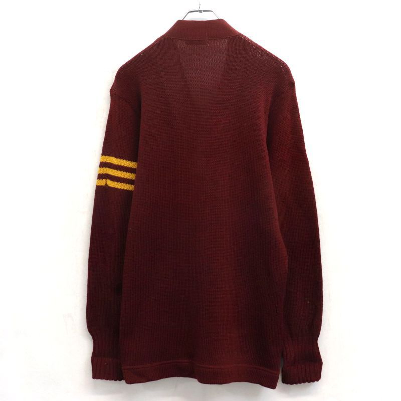 60s vintage Mangs Knit ウール レタード ニットカーディガン メンズ S 