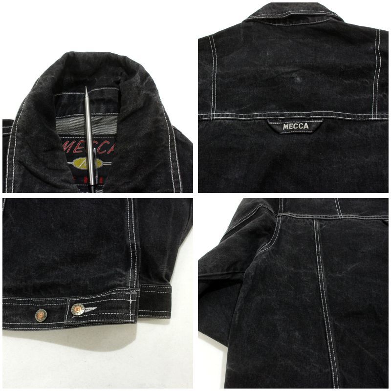90s vintage MECCA ブラック デニムジャケット メンズ 表記XLサイズ 