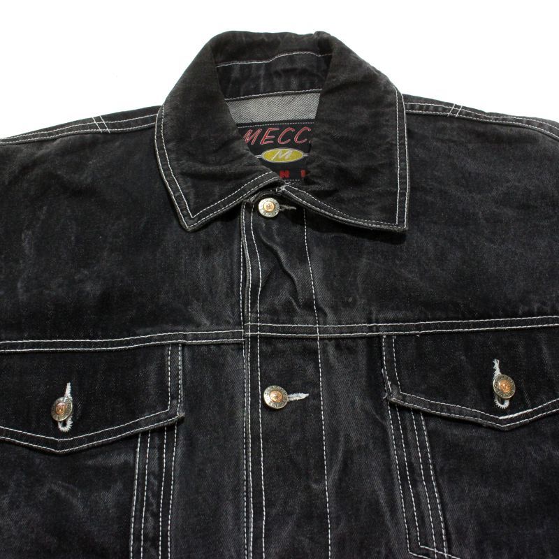 90s vintage MECCA ブラック デニムジャケット メンズ 表記XLサイズ