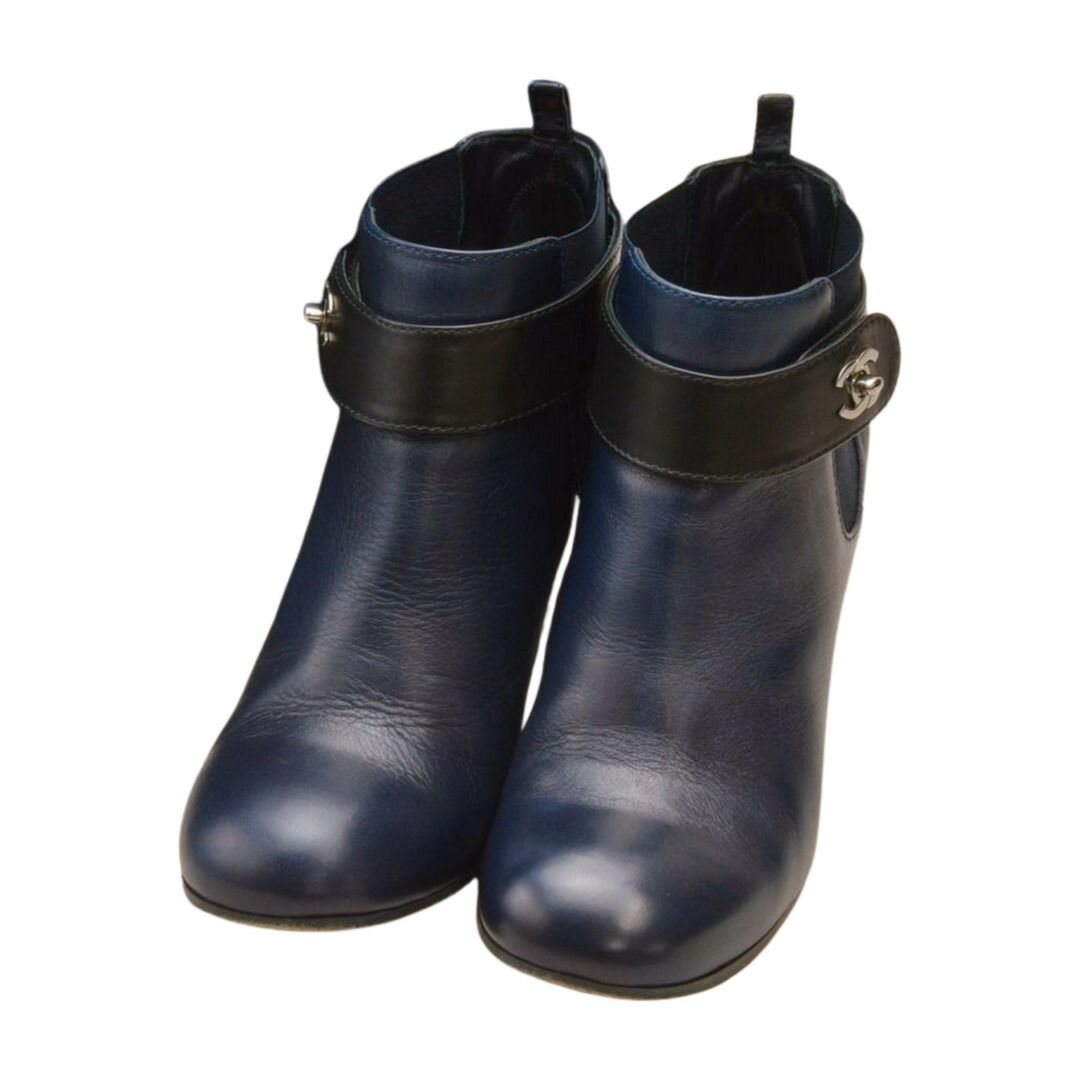 シャネル CHANEL ショートブーツ ココマーク ターンロック レザー