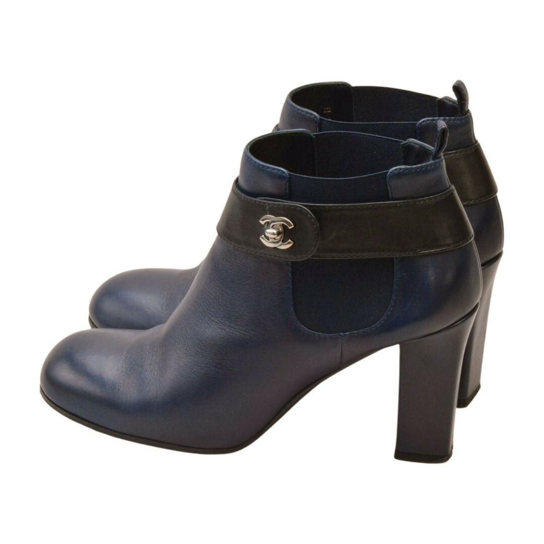 シャネル CHANEL ショートブーツ ココマーク ターンロック レザー