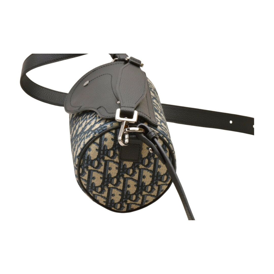 ディオール Dior オブリーク ローラー キャンバス×レザー ショルダーバッグ ブラック×ネイビー×ベージュ レディース F-YA 973