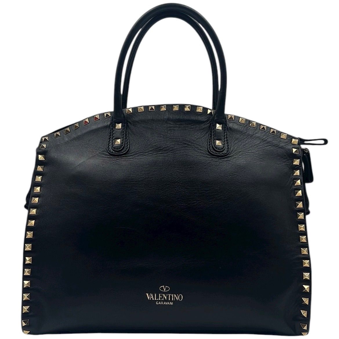 ヴァレンティノ　ロックスタッズ　ブラック ゴールド金具 2way トートバッグ ヴァレンティノ VALENTINO ロックスタッズ トート ブラック レザー