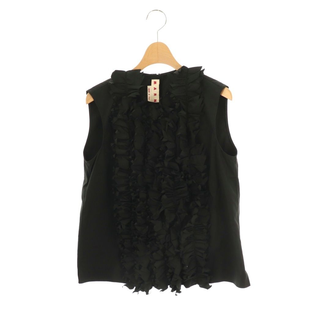 【中古】マルニ MARNI 25SS TTMA0398A0 UTC478 フロントフリルノースリーブブラウス 40 ブラック /ES ■OS マルニ MARNI 25SS TTMA0398A0 UTC478 フロントフリルノースリーブ