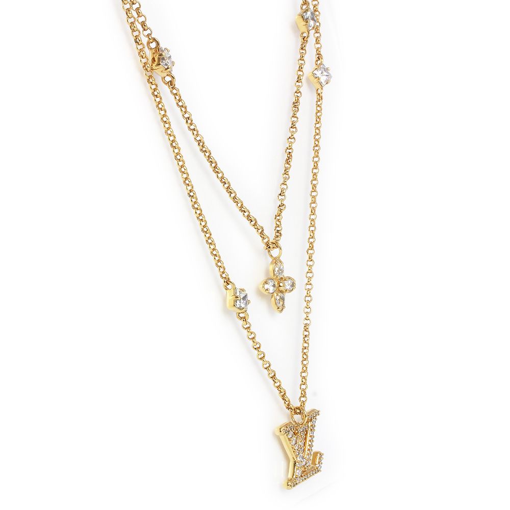 ★極美品 ルイヴィトン レディLV GP ラインストーンネックレスM01845 ヴィトン M01845 ネックレス レディLV TE3234 ネックレス GP ゴールド