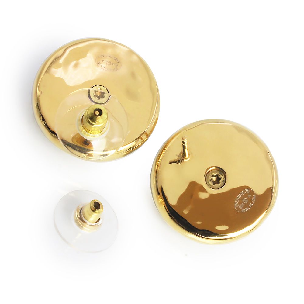 シャネル ココマーク パール ラウンド ピアス ゴールド ホワイト