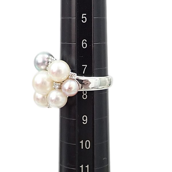 Pt900 TASAKI あこや真珠 ダイヤモンドリング5.82g Pt900 TASAKI あこや真珠 ダイヤモンドリング5.82g